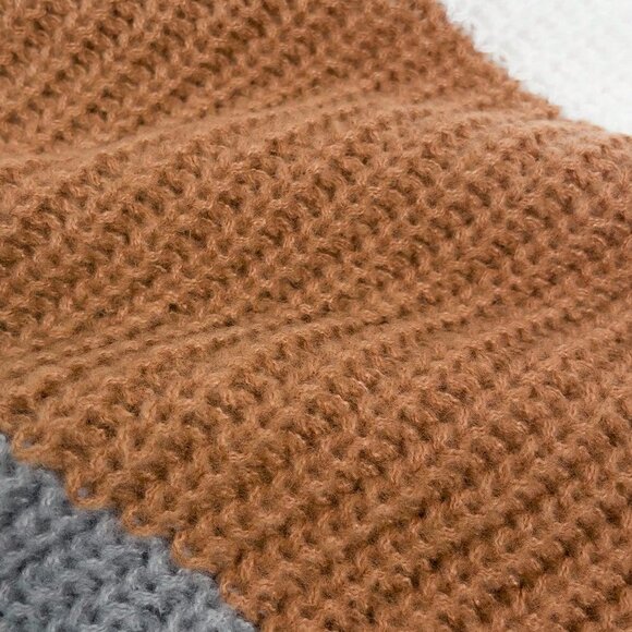 Multicolor Casual Womens Color Block Off Shoulder Sweater - Picture 3 of 4